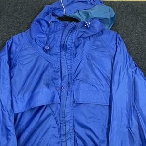 WearGuard Jacket Mens Large Blue WearTex Waterproof Hooded Raincoat Workwear